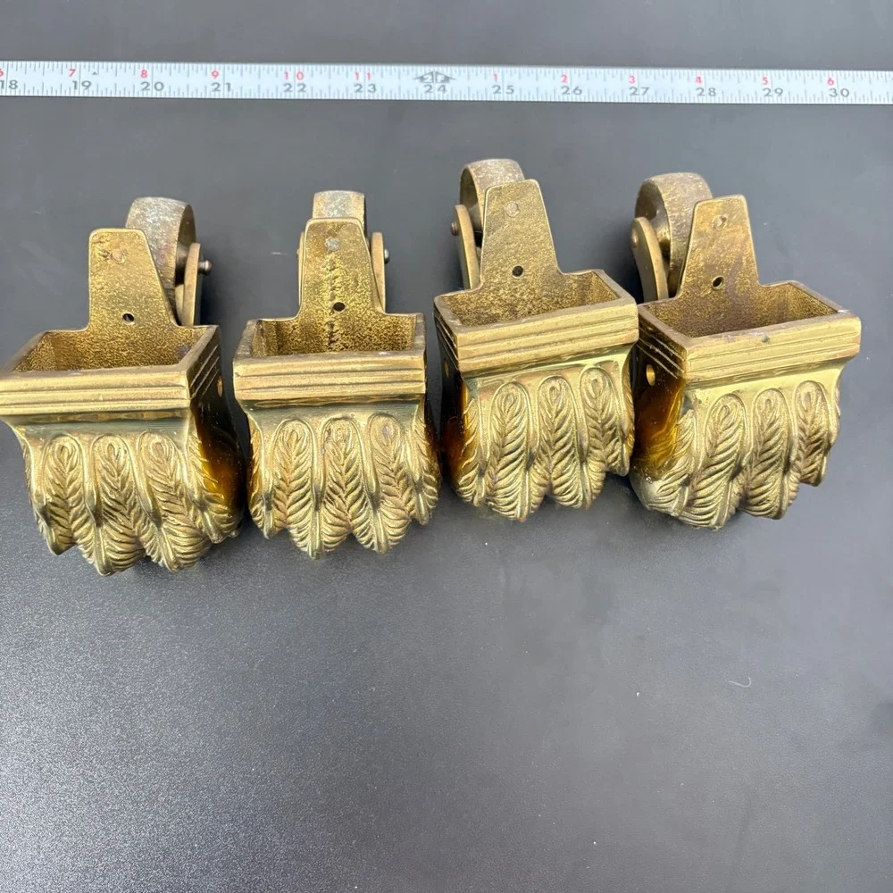 Vintage Furniture Casters OS Gold Brass Lion Paw Feet F285 Set of 4 Home Decor - Picture 5 of 16